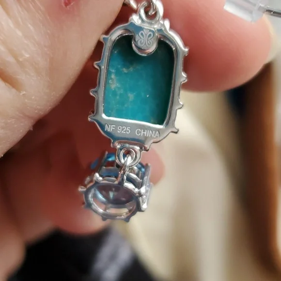 Campo Frio‎ Turquoise and Blue Topaz Sterling Silver French Hook Earrings